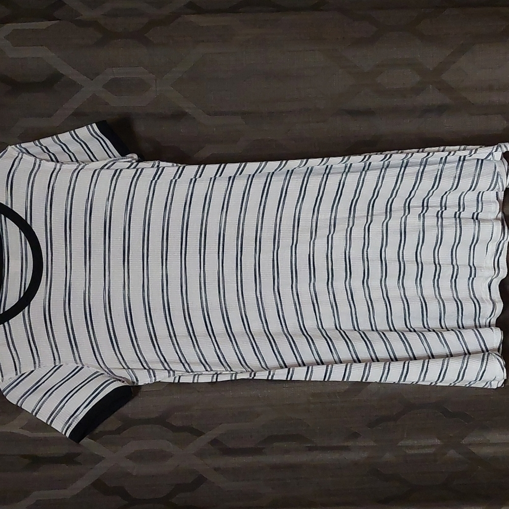 Black and white striped dress